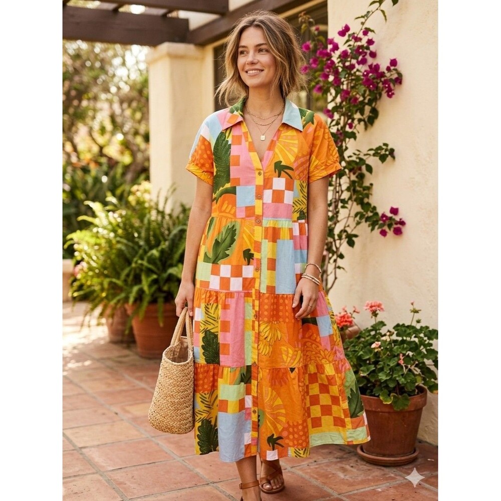 Coastal Luxe Printed Maxi Dress - orange